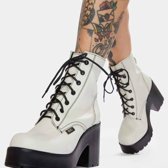 Roc Shoes - ROC White Platform Combat Boots